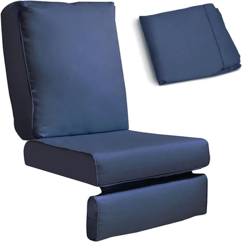 Housse de coussin de remplacement pour fauteuil inclinable, housse de siège profonde imperméable et résistante aux rayons UV pour l'extérieur - Housse seulement, coussin non inclus