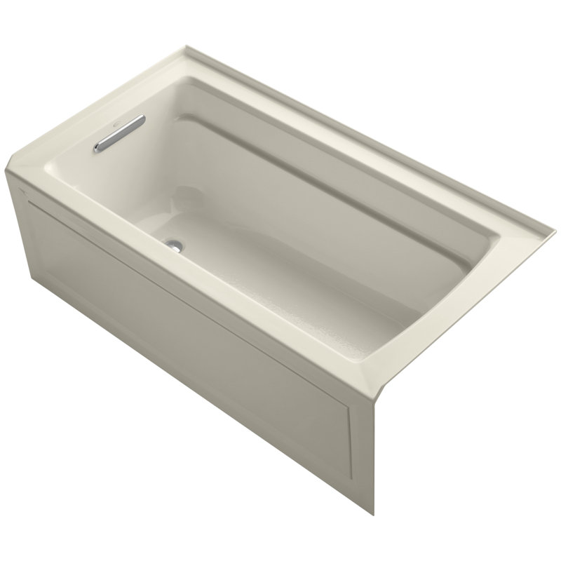 Archer 60" x 32" Soaking Acrylic Bathtub with Heater, Almond, Left
