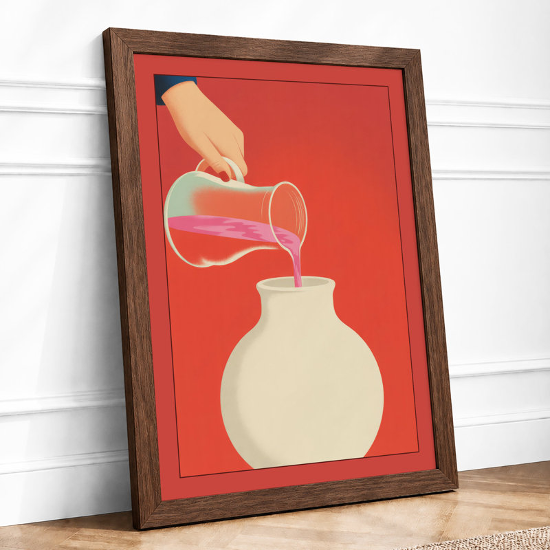 Pouring Into Cream Modern - Framed Print, A2 - 59.4 x 42.0 cm, Walnut