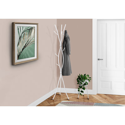 18.5" x 18.5" x 74" H Metal Hall Tree White 11-Hook