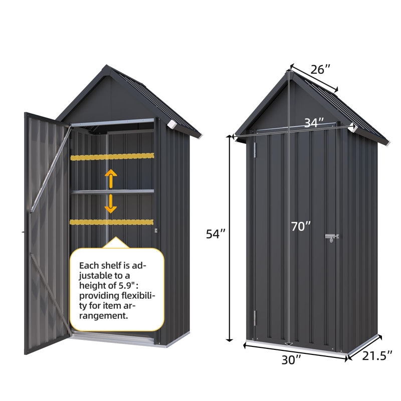 AECOJOY Waterproof Outdoor Storage Cabinet with Shelves, Lockable Metal ...
