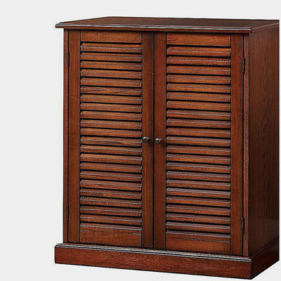 Shoe Cabinet with Adjustable Shelves and Louver Design Doors
