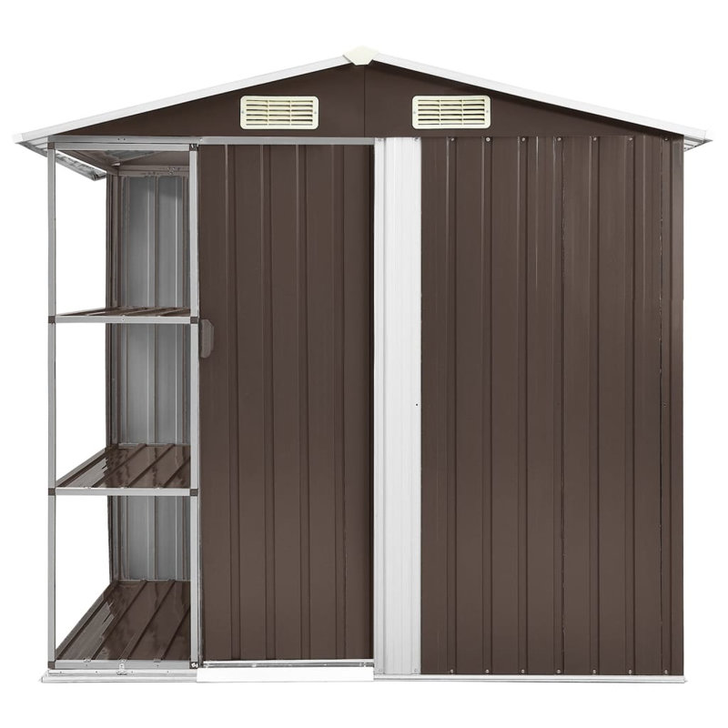Garden Shed with Rack 205x130x183 cm Iron, Brown