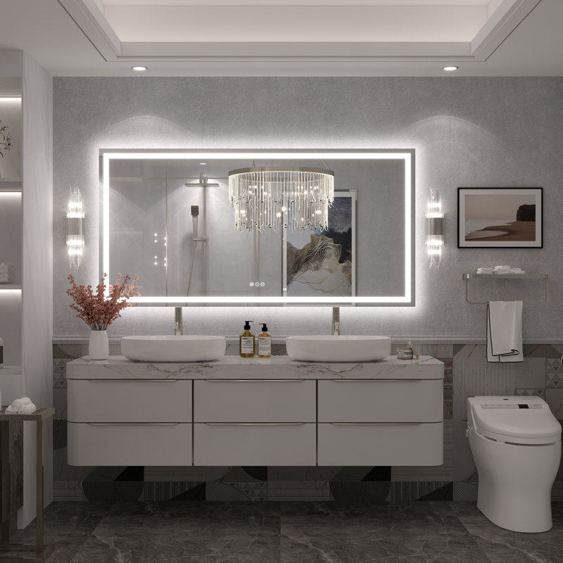 Miroir de salle de bain Molly Framelss, 60 po x 30 po, Transparent