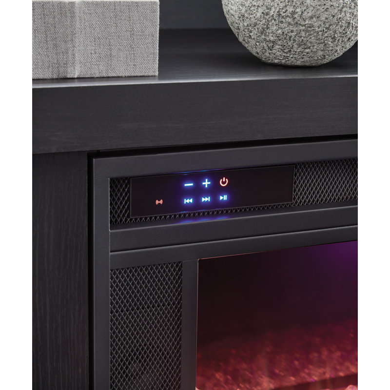 Black Electric Contemporary Fireplace Insert with Crystal Flame Bed