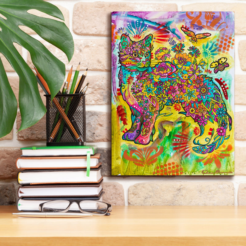 «Flower Kitty» par Dean Russo, art mural sur toile, 40 po x 54 po, H 16 po x l 12 po x P 0,75 po