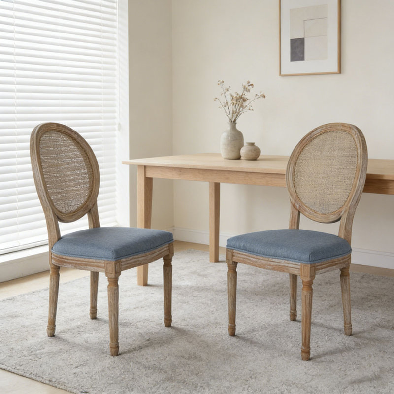 Chaise de salle à manger, Bleu clair, Naturel