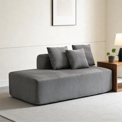Oversized Corduroy Boneless Loveseat With 2 Pillows by Ebern Designs