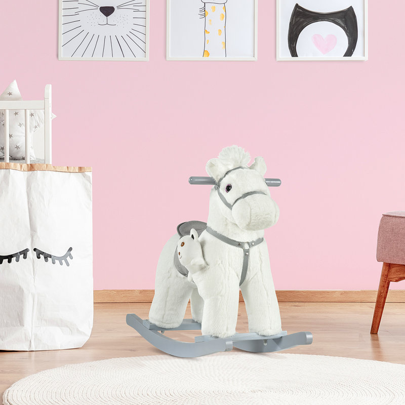Cheval à bascule en peluche pour enfants, Blanc