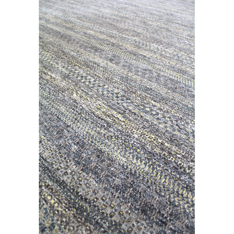 Tapis brun en laine noué à la main de conception unique 7 pi 11 po New Age Illusion