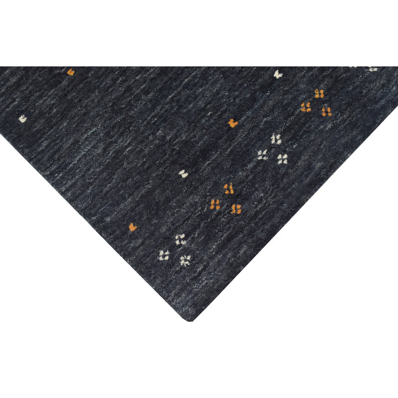 Hand Knotted Wool Area Rug in Black/Gray/Red/Beige, Runner 2'6" x 12'