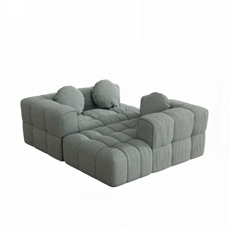 Ensemble de canapé modulaire polyvalent et compressé pour le salon et la chambre à coucher, Bleu gris, Orienté à droite