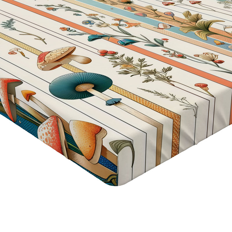Drap-housse botanique Ambesonne_ Rayures bohémiennes Woodland_ Saumon bleu pétrole, Drap-housse simple TG