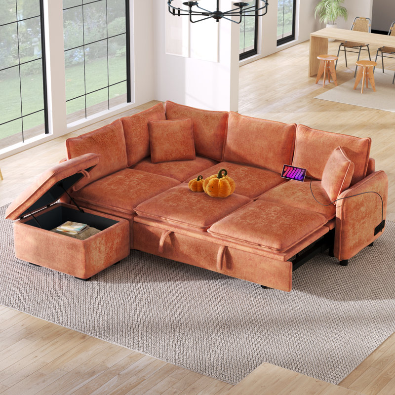 Canapé en chenille de 82,68 po Marinda, Chenille orange