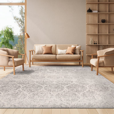 Hayley Geometric Ivory/Silver Area Rug