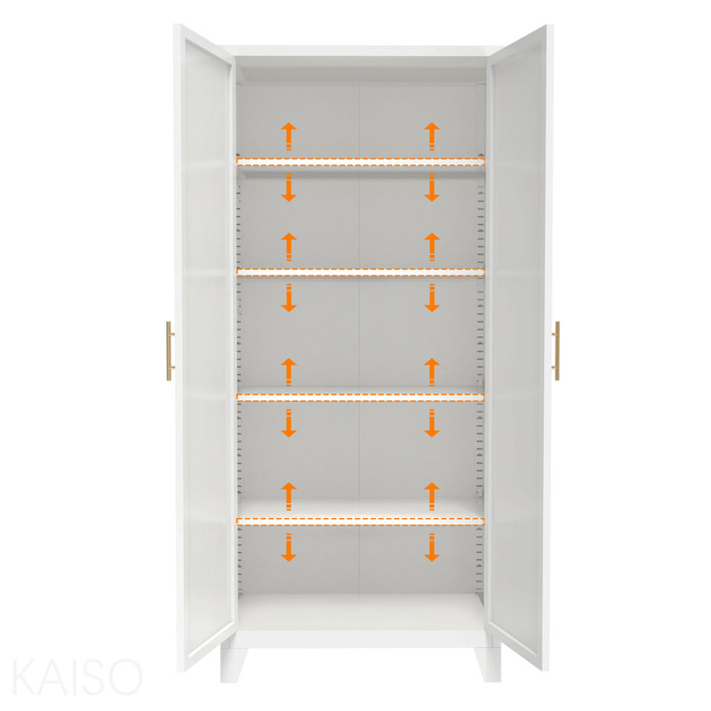 Armoire de rangement, métal, 71 po, tablettes réglables, 2 portes profilées 71 po, avec portes et, Blanc