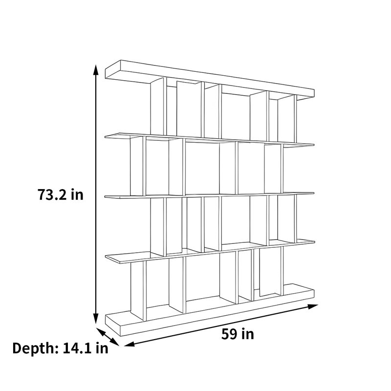 A simple and eye-catching bookcase, (5 tablettes) H 73,2 po x l 59 po x P 14,1 po.