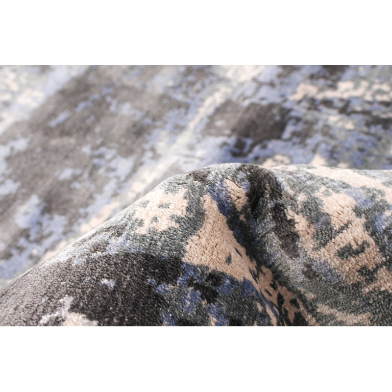 Tapis bleu noué à la main Quinones