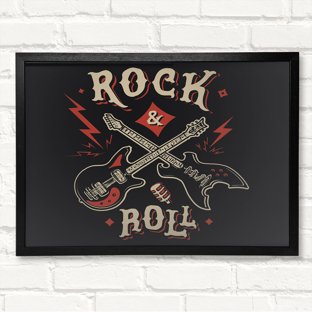 Rock And Roll Guitars - Closed Corner Frame Kunstdrucke auf Holz