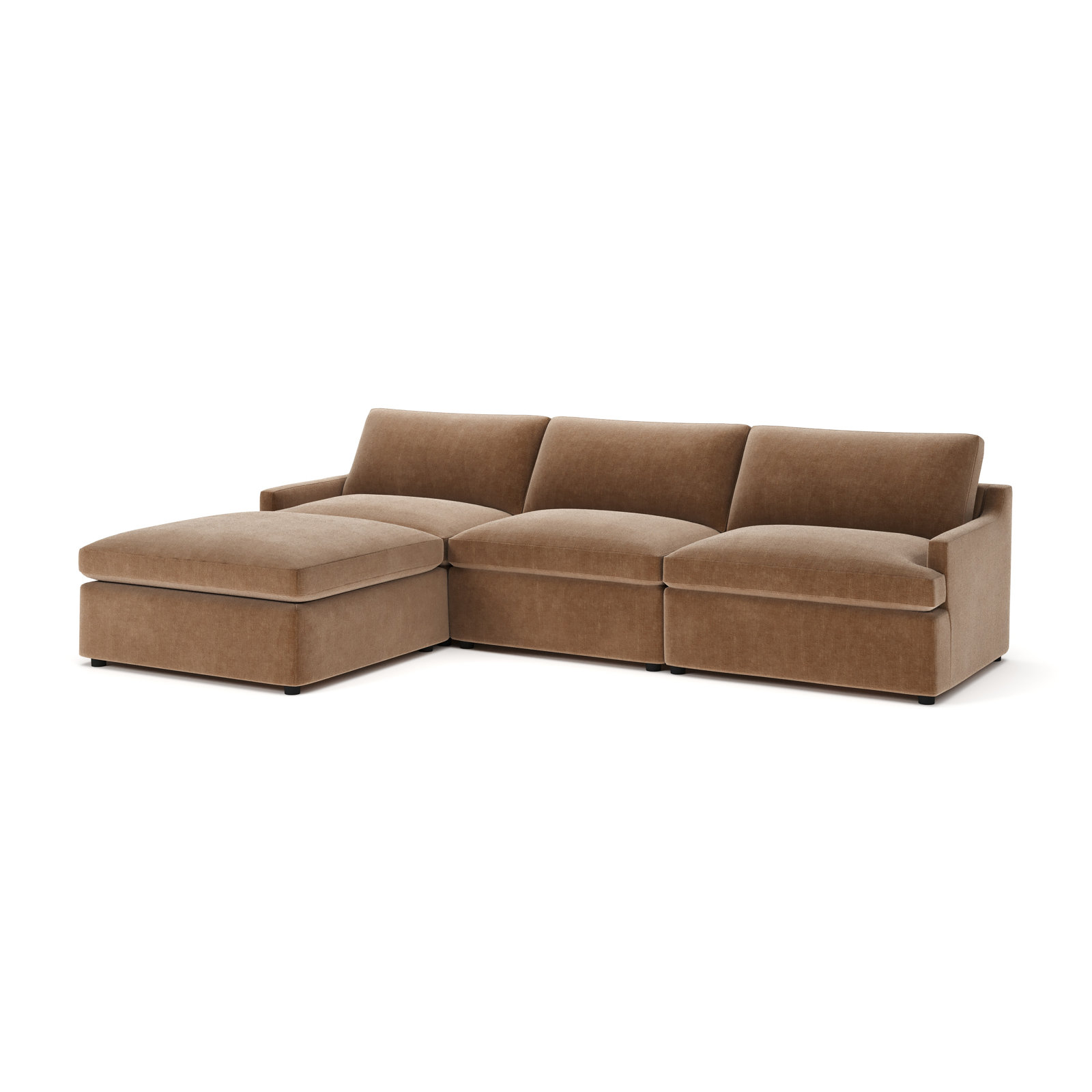 Essex 4 - Piece Upholstered Modular Sectional, Andrew Cognac Performance Chenille