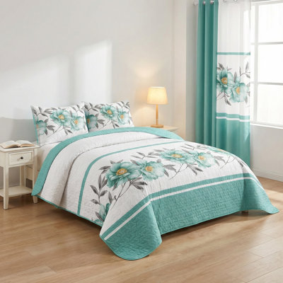 Ensemble de literie 9 pièces Teal Floral