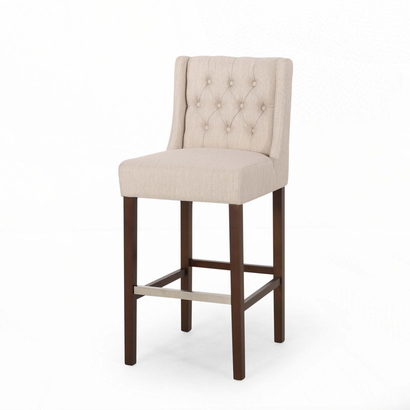 30"Counter Heith  Tufted Wingback Barstool, Beige