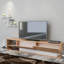 Meuble télé moderne avec tablette murale, blanc et teck, 70,9 po x 15,7 po x 23,6 po | 100% panneau de particules enduit de mélamine, épaisseur: 0,7 pouce | Plusieurs tablettes, conception murale pour des espaces de divertissement élégants