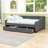 Full Size Linen Upholstered Daybed with Two Drawers-1287368257
