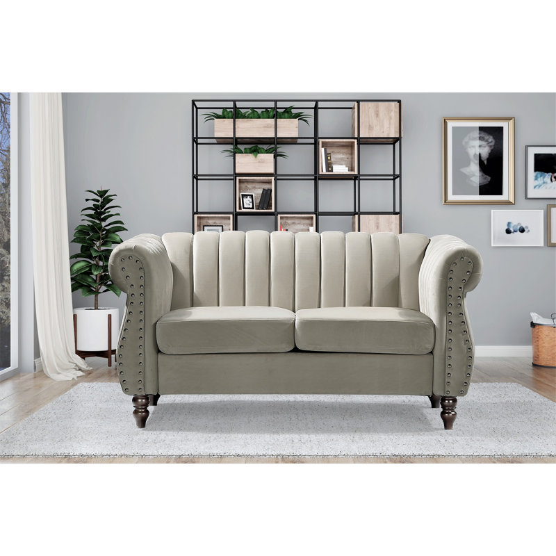 Capri 59.1'' Velvet Loveseat, Cream Velvet