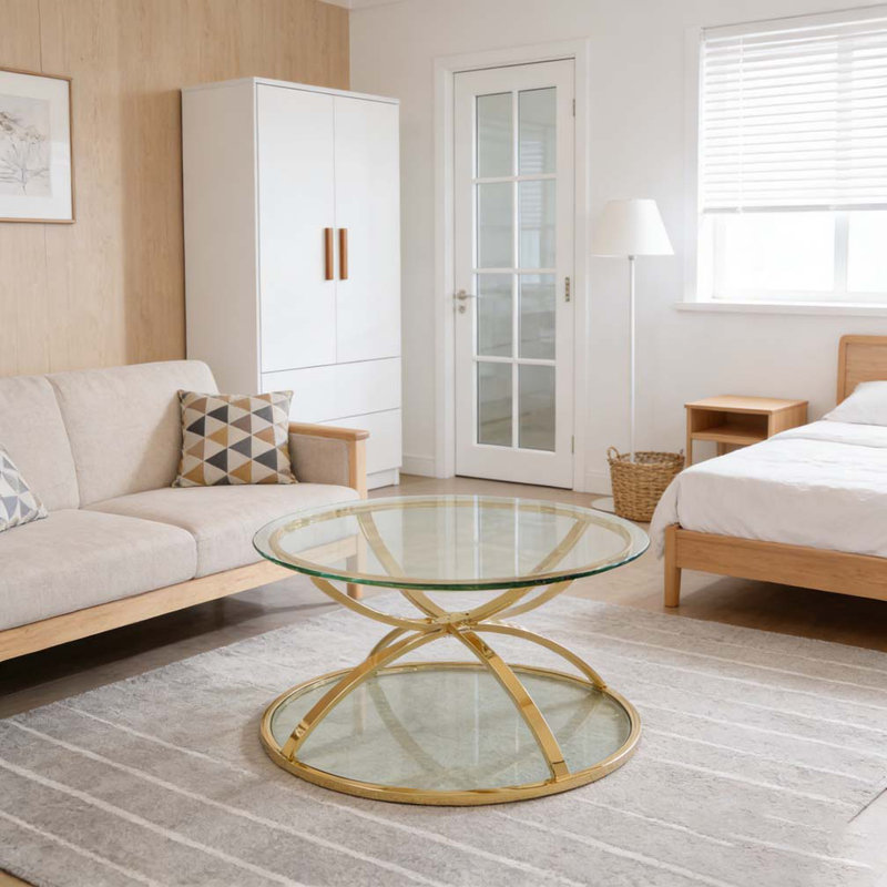 Latitude Run® 31.50'' Modern Glass Coffee Table with 2 Tiers - Wayfair ...