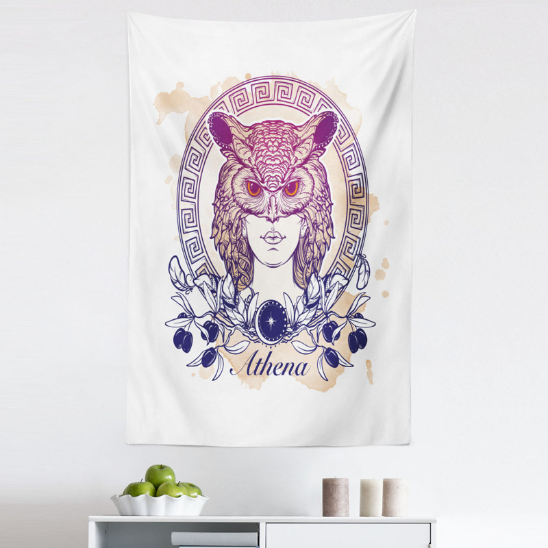 Circular Greek Myths Woman in an Owl Tapestry, 114.3cm H x 76.2cm W