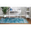 Tapis bleu à motif floral Dota-728338701