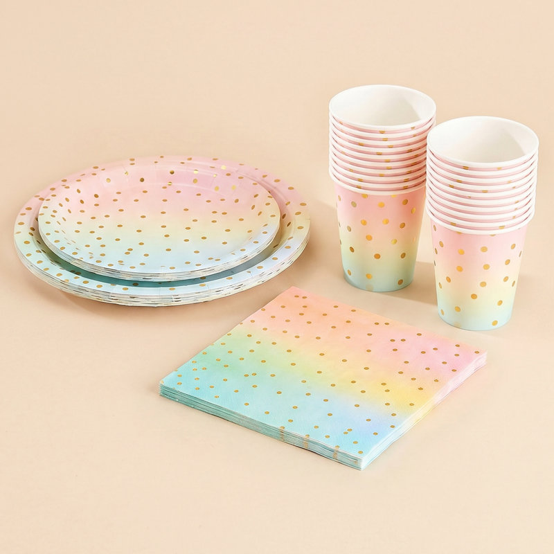 60-Piece Disposable Birthday Party Paper Tableware Set