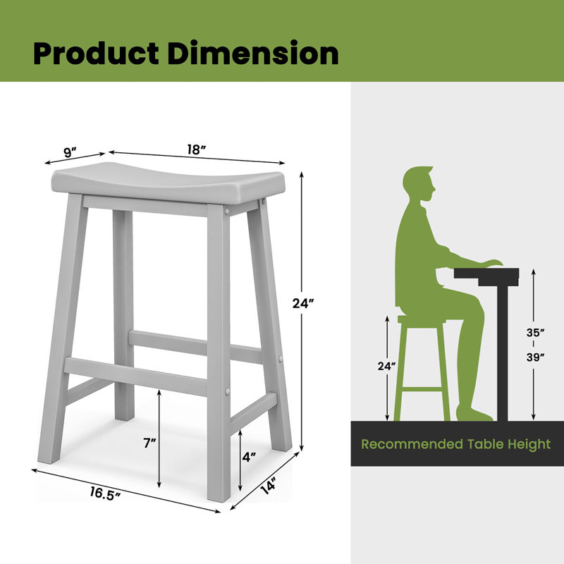 Counter Stool with Solid Wood Frame, Grey