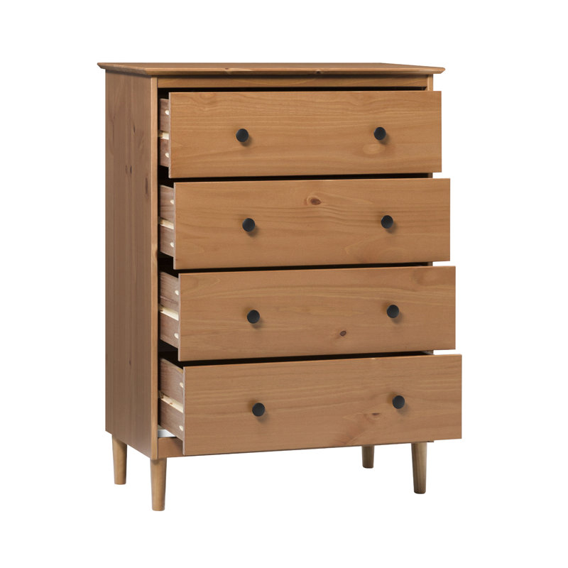 Haney Solid Wood 4-Drawer Dresser, Caramel/NotSturdy