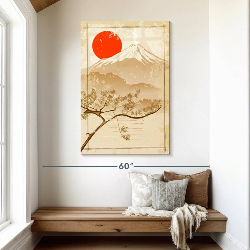 Alvord, soleil rouge, mont Fuji, H 48 po x l 32 po