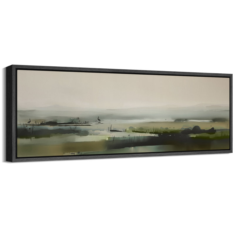 «Green Wetland», art mural abstrait paysage, impression numérique sur toile giclée sur toile, H 20 po x l 60 po