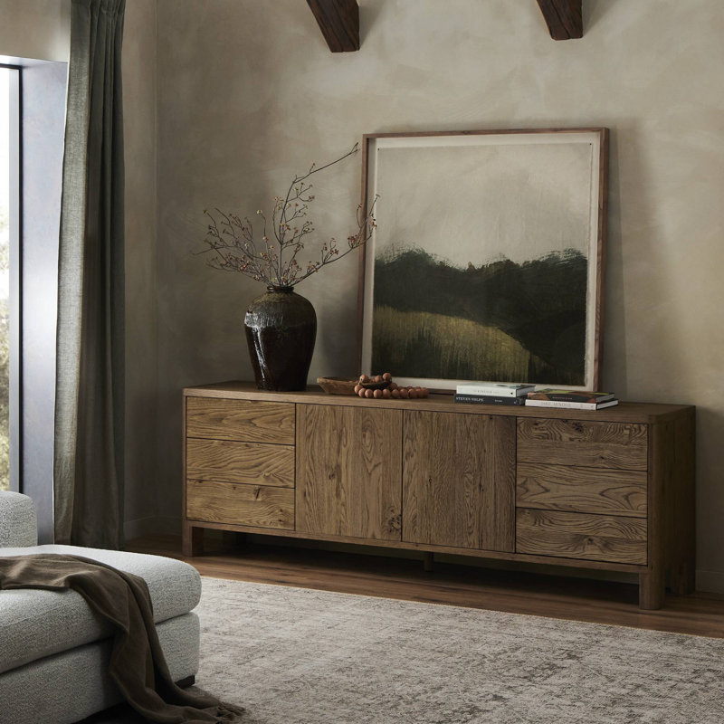 Noeline Media Console TV Stand, Light Brown