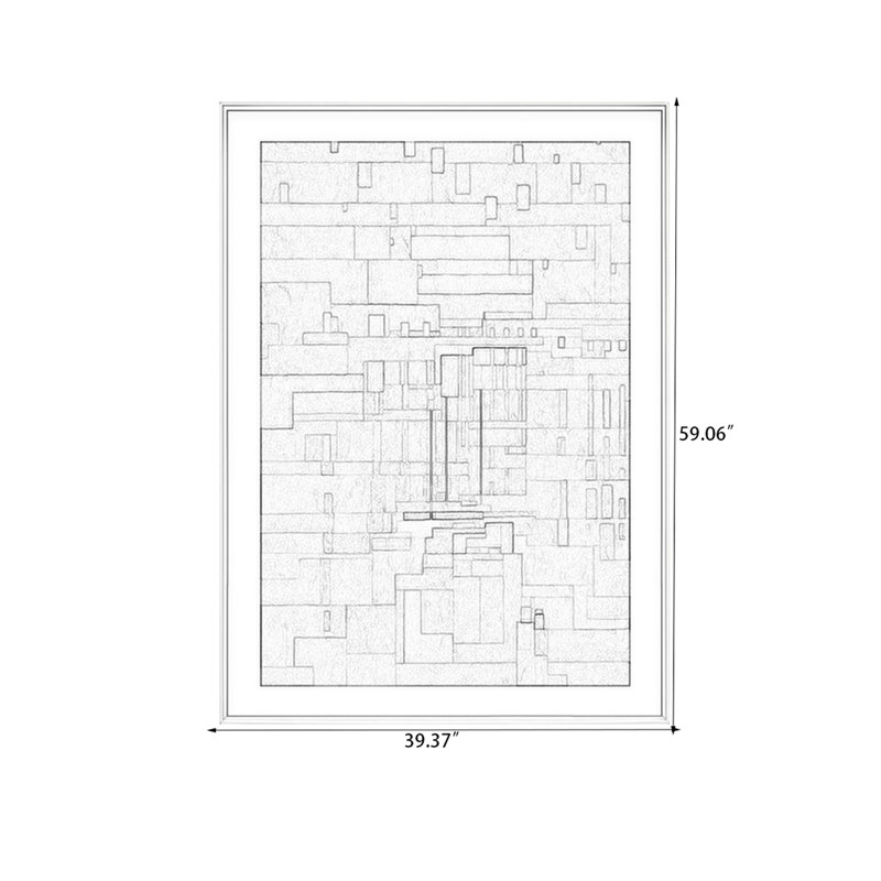 Art mural rectangulaire moderne moderne minimaliste géométrique sur toile Cityscape, H 59,06 po x l 39,37 po