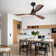 Kemp 48" 3-Walnut Solid Wood Blades Ceiling Fans With Remote and no Light