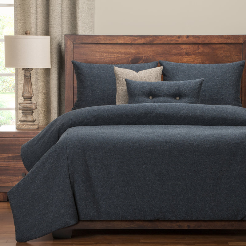 Belmont Nubby Homespun Duvet Cover and Insert Set with Accent PIllows, Full, Navy