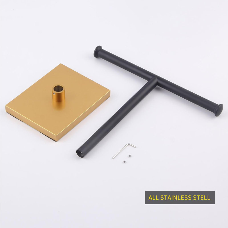 Porte-serviettes à main, support à serviettes de bain en acier inoxydable SUS304, Noir mat / Or