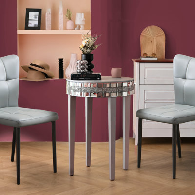 Diamond - Cut Elegant Table For Morning Drinks, Space Optimized Small Spaces, Tempered Design, Solid Base, 29.3 Lb Round Glass Surface, Core, Saving 19.7" Diameter