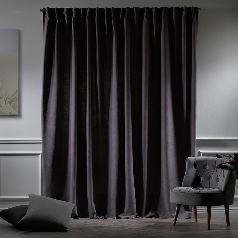 Lined Blackout Extra Long & Extra Wide Custom Made Decorative Single Panel, 52" W x 108" L, Gray