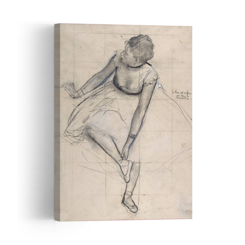 Danseuse ajustant sa chaussure, estampe d'art mural abstrait contemporain du XIXe siècle, H 18 po x l 12 po