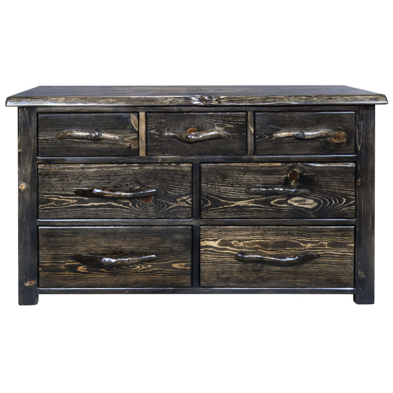 Commode 7 tiroirs Big Edge de la collection Big Sky avec teinture jacobine et laque transparente