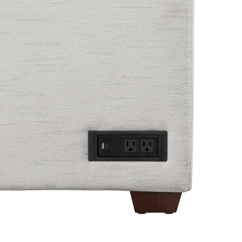 Serta Kendrick 89.4" Reversible Storage Sectional Sofa, Ivory Polyester