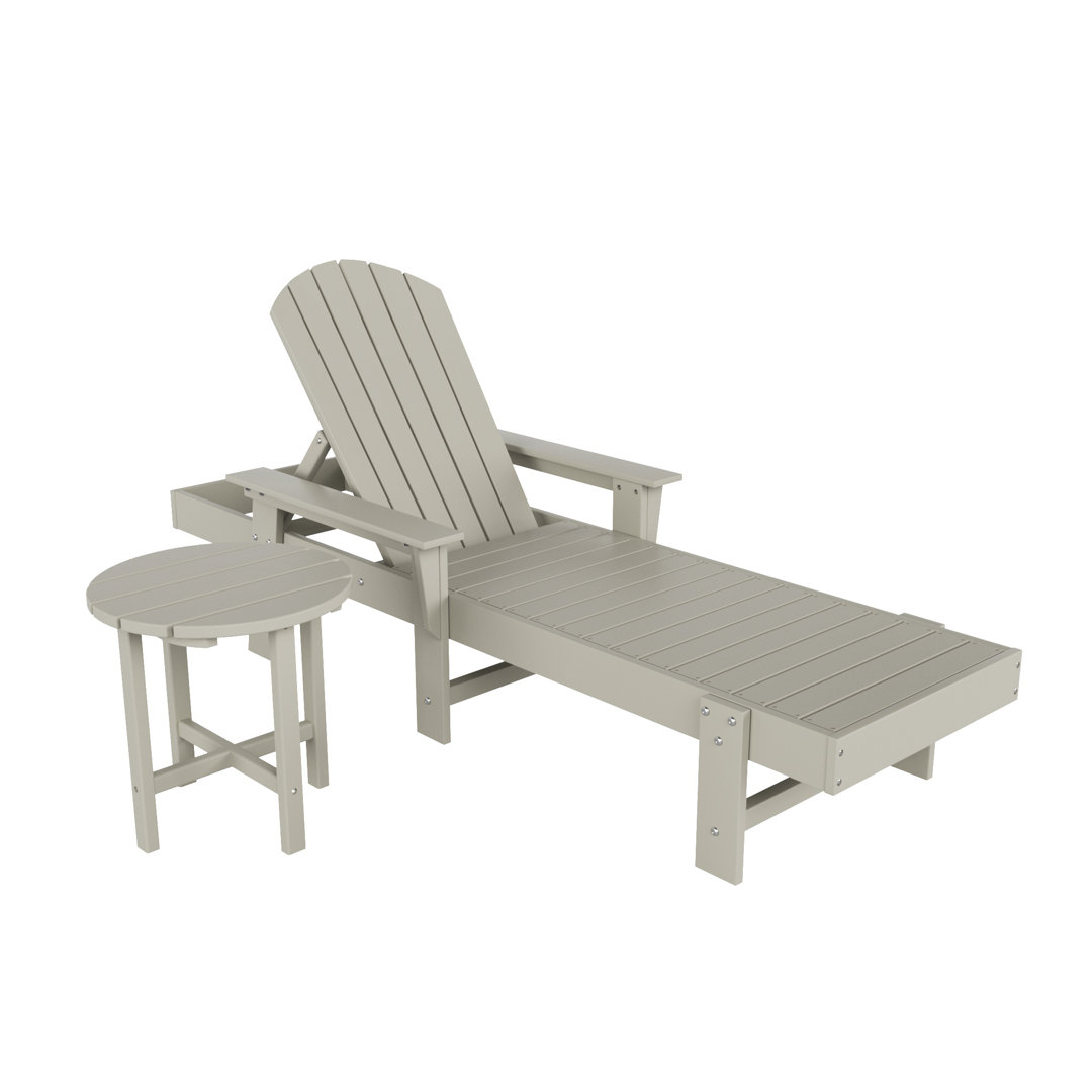Aspendale Outdoor Chaise Lounge with Table Highland Dunes Frame 
