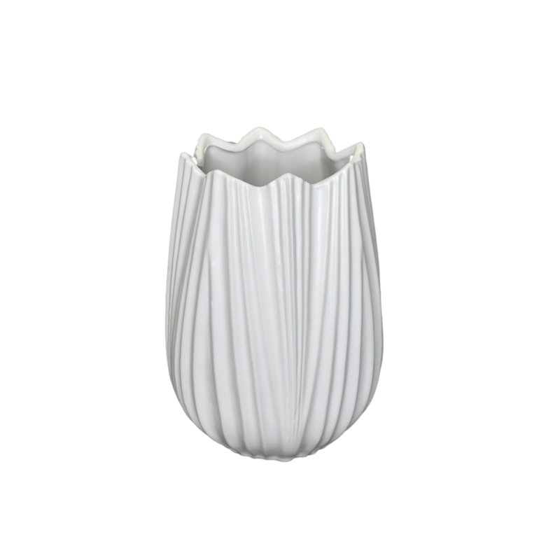 Jasier Ceramic Table Vase, White, Small