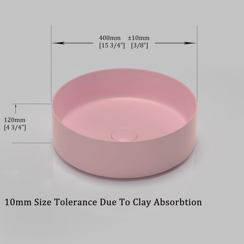 Ceramic Circular Vessel Bathroom Sink Art Sink, Pink
